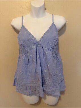 Lavender Embroidered V-Neck Spaghetti Strap Tank